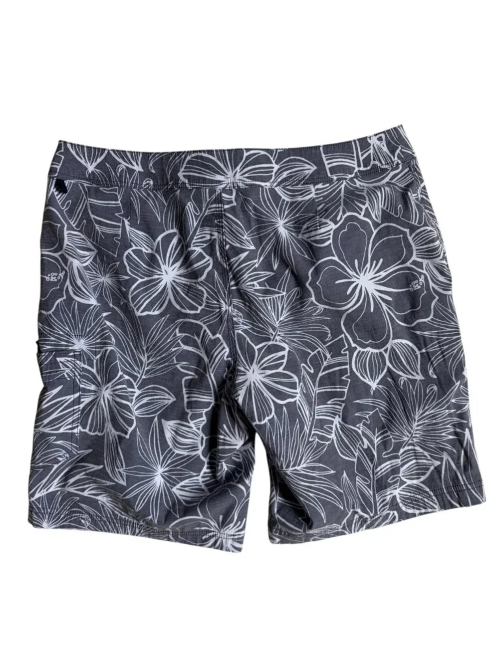 J. Crew Men's Flex Swimwear Men's Floral Swim Trunks (Grey & White) - 31